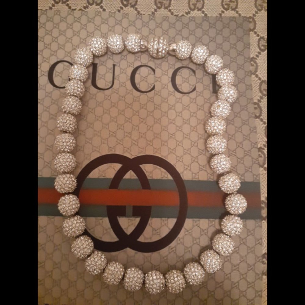 Pave Crystal & Sterling Silver Necklace